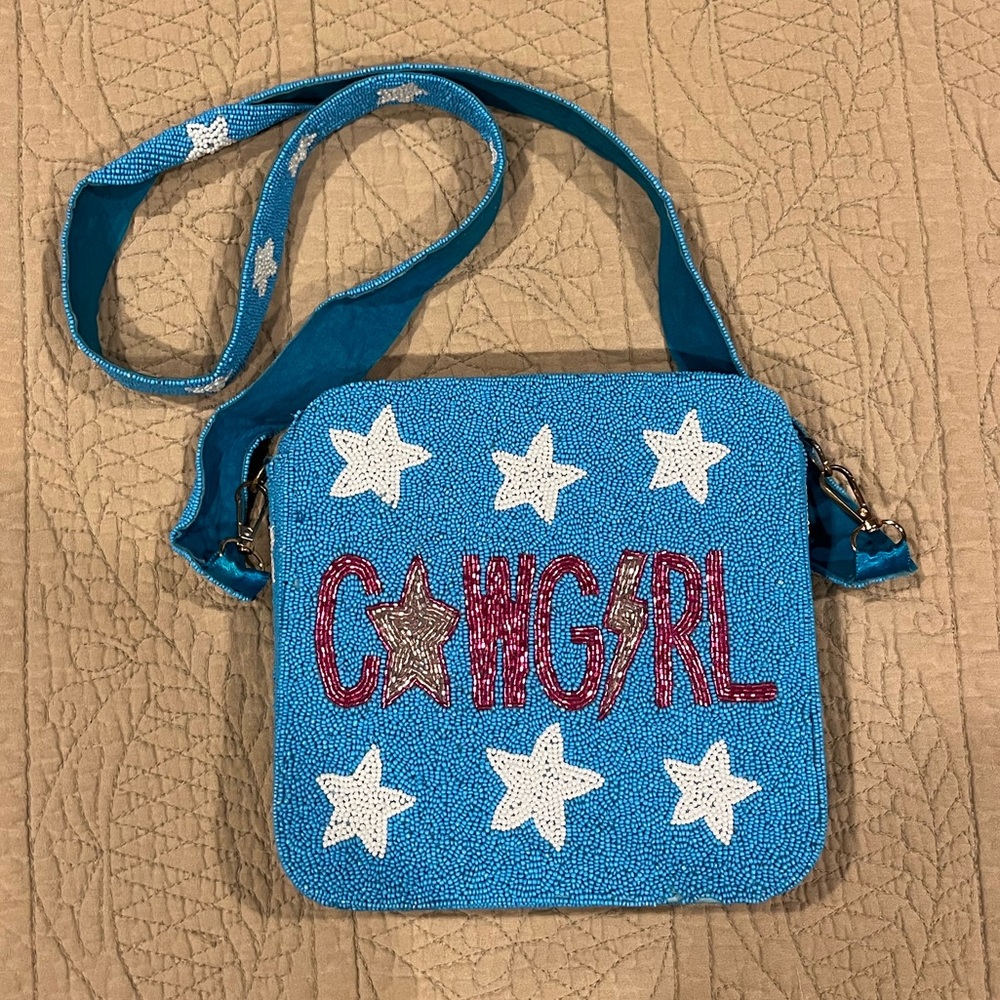Pink & Blue Cowgirl Beaded Bag